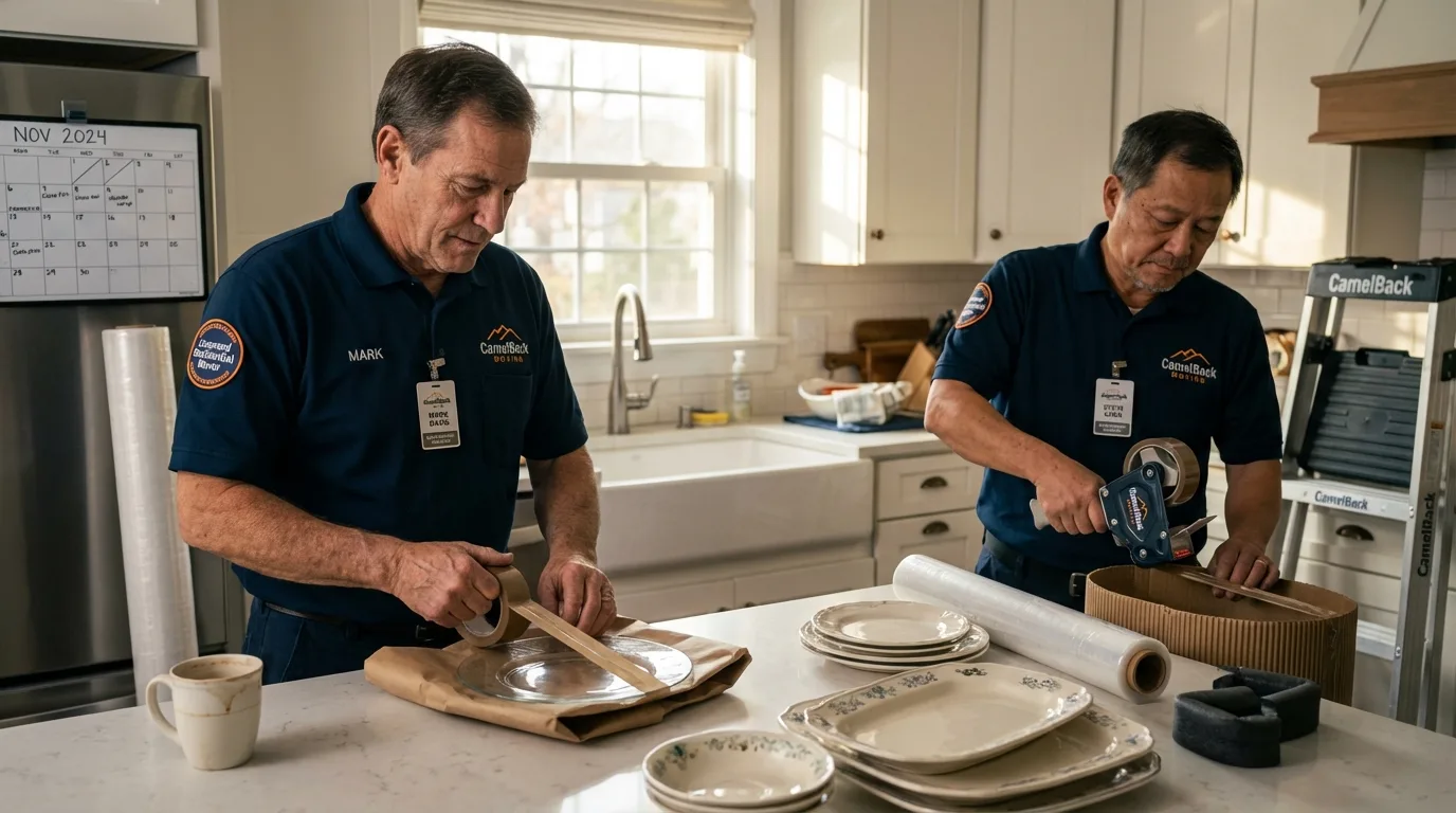 Professional crew packing kitchen dishware in Laughlin, NV